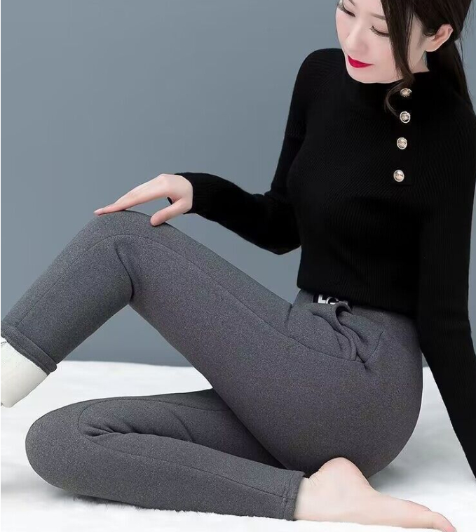 Lambswool leggings, winter fleece-lined, thick and warm tights