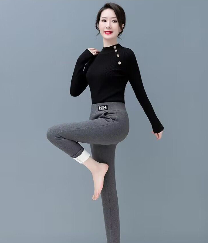 Lambswool leggings, winter fleece-lined, thick and warm tights