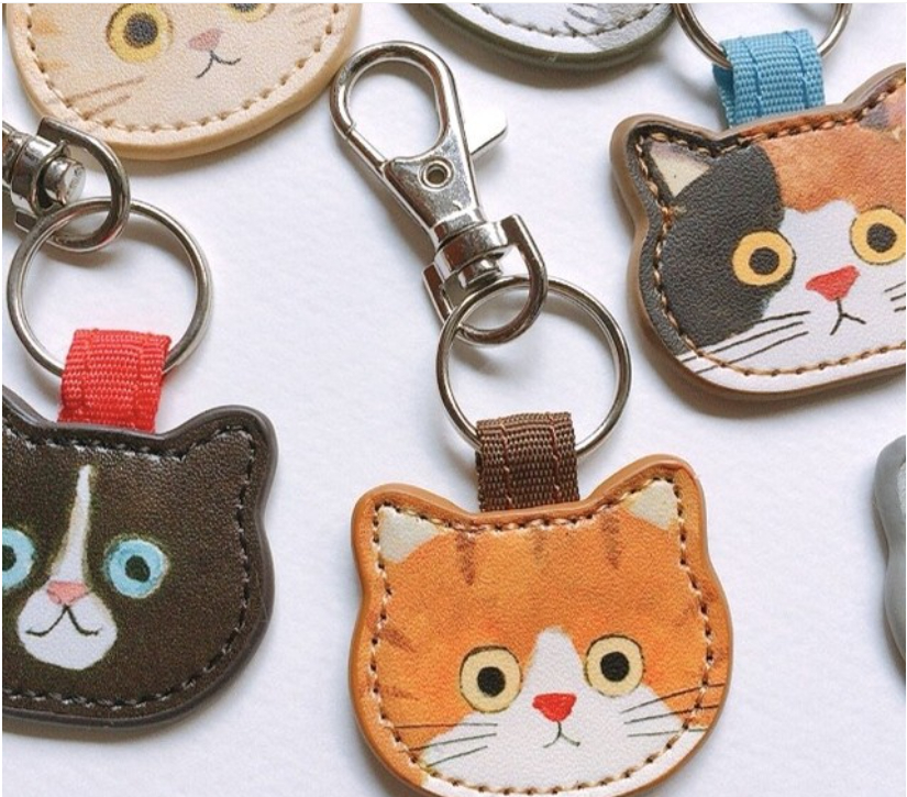 Cute kitten PU keychain decorative accessory bag charm