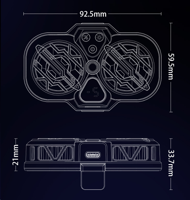 Live Streaming Phone Cooler with Three Fan Speeds, Switchable Lighting, Dual Turbine Semiconductor Digital Display