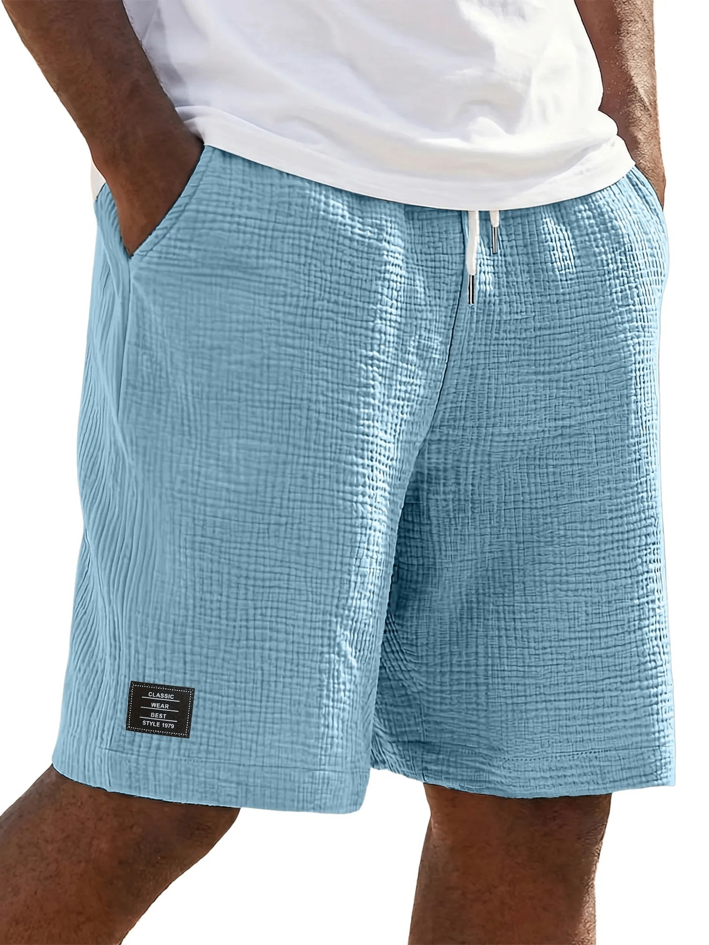 Men's Cotton-Linen Casual Shorts – Loose, Breathable, Knee-Length Summer Shorts image