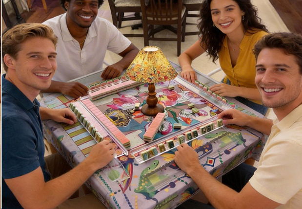 Acrylic hand-painted American-style mahjong set