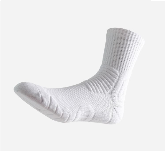 Men's Spring/Summer Mid-calf High-top Terry Sole Thickened Non-slip Wear-resistant Sports Socks White Socks