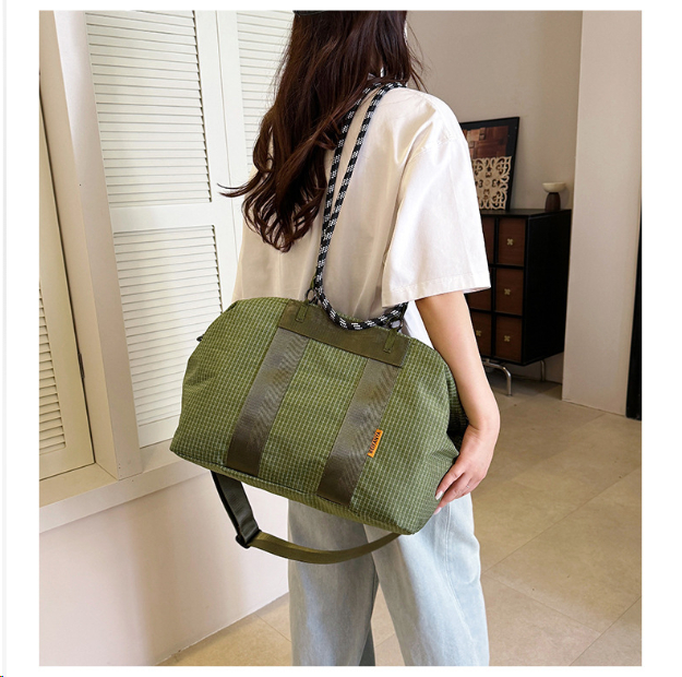 Simple travel bag, casual nylon checkered handbag