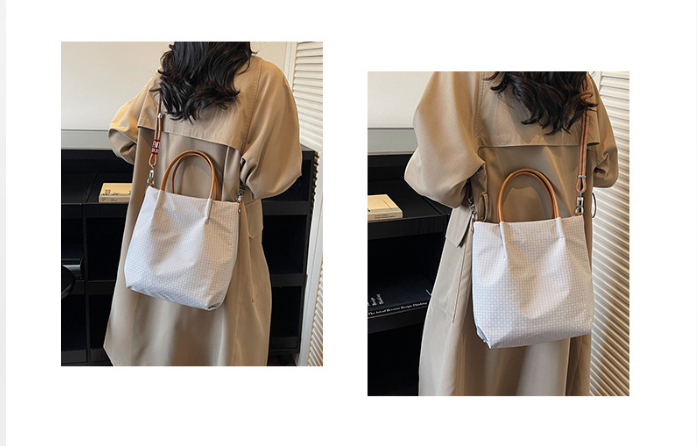 Simple plaid single shoulder bag for women, large capacity handbag