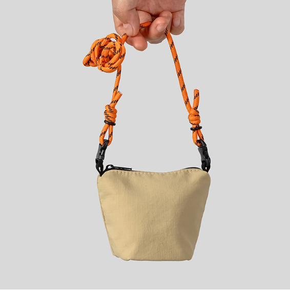 Mini bucket bag with climbing rope shoulder strap, lightweight nylon shoulder/crossbody bag for women.