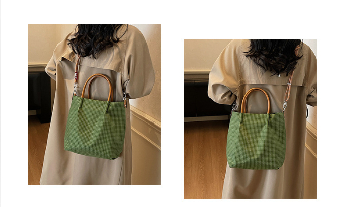 Simple plaid single shoulder bag for women, large capacity handbag