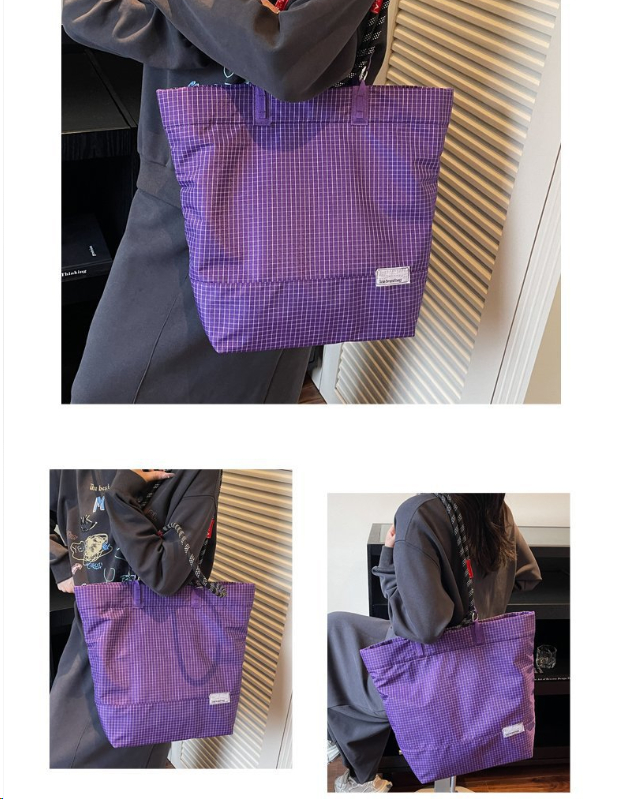 Unisex casual Hong Kong style tote bag, versatile for commuting, large capacity zippered shoulder bag/tote shopping bag