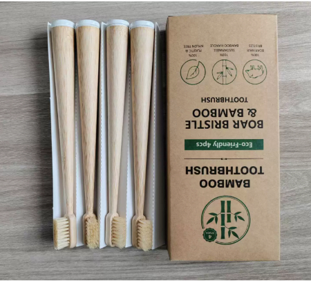Popular bamboo toothbrush with biodegradable bristles made of pig hair and horsehair, environmentally friendly bamboo toothbrush