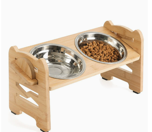 Stainless steel folding cat and dog bowl rack image