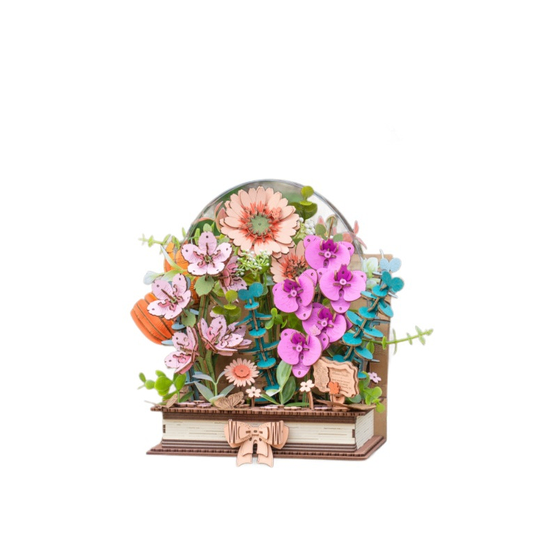 Wooden Flower Mirror Made of Domestic Building Blocks image