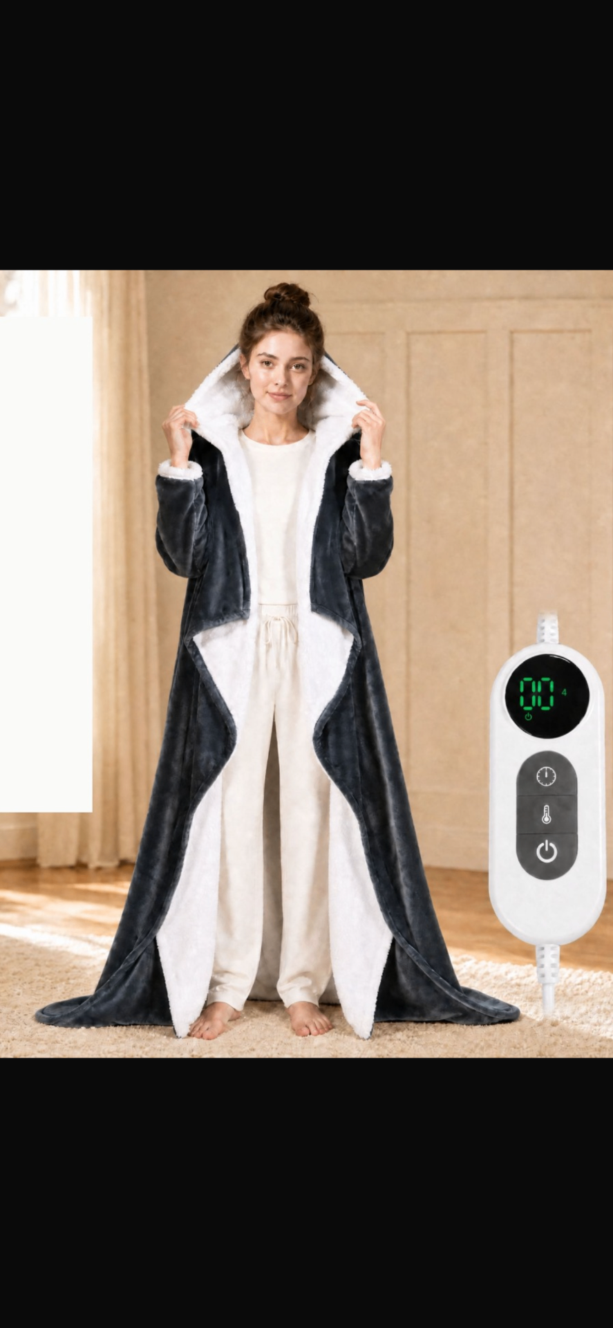 Long Electric Heated Shawl/Wearable Blanket with Smart Temperature Control and Timer image