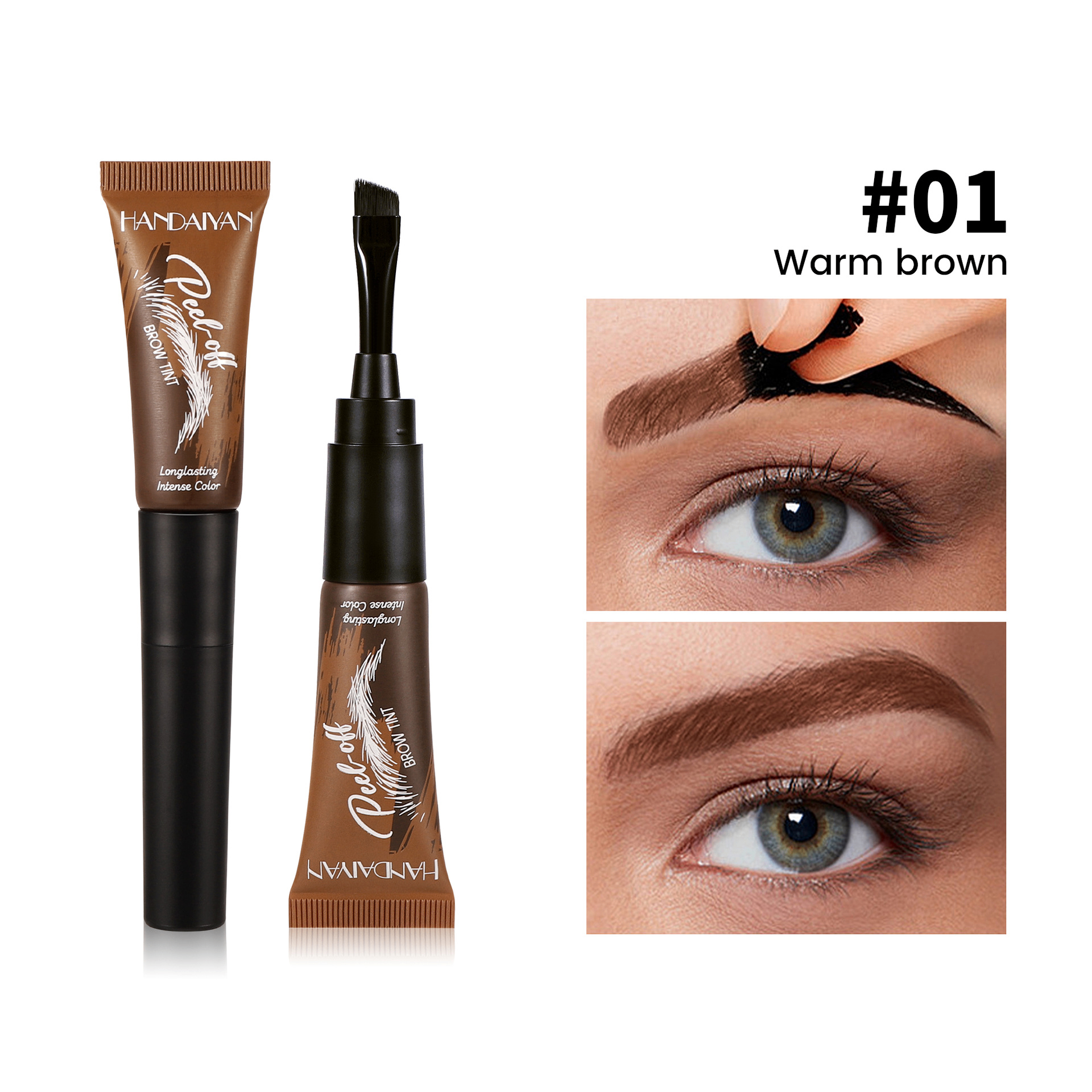 HANDAIYAN Waterproof & Smudge-Proof Peel-Off Eyebrow Tint (5 Shades, Includes Applicator) image