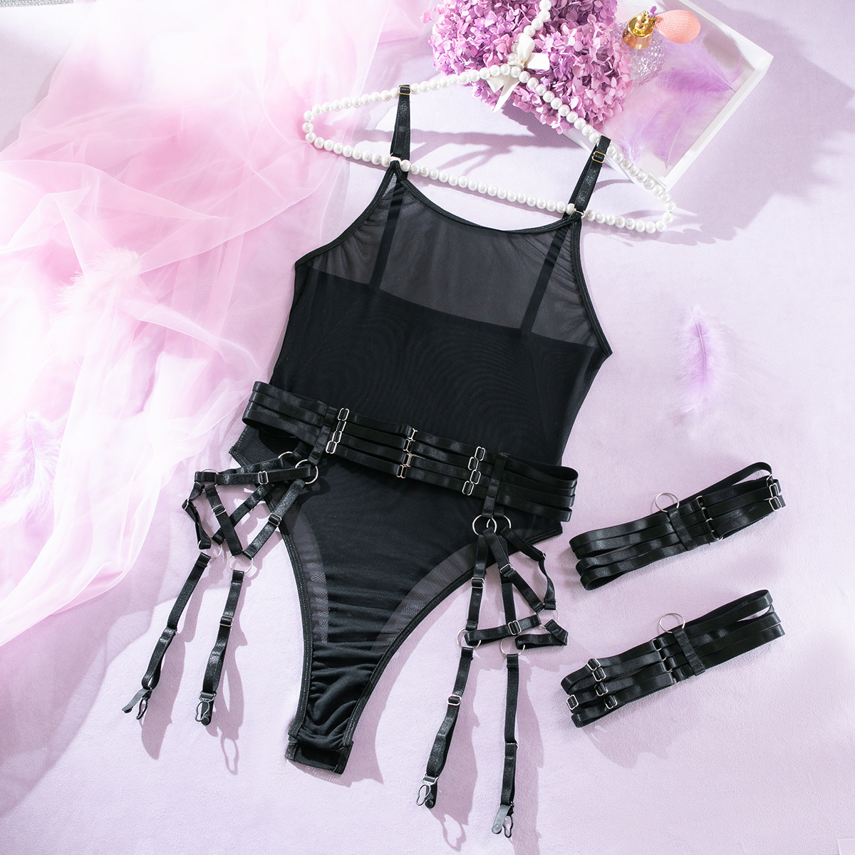 Mesh Transparent Sexy Strap Splicing Sex Dress image