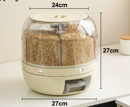 Rotating Compartmentalized Rice Dispenser / Multi-Grain Storage Container image